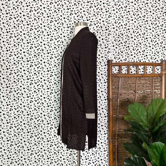 NEW Ming Wang | Brown Tan Knit Long Sleeve Lightweight Work Sweater Jacket XS - Picture 9 of 11